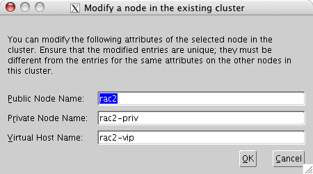 Modify a Node dialog